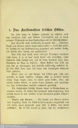 1. Das Aufbewahren frischen Obstes