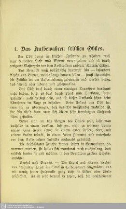 1. Das Aufbewahren frischen Obstes