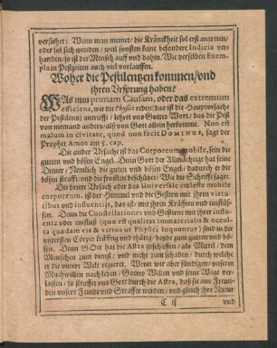 Woher die Pestilentzen kommen/ und ihren Ursprung haben?