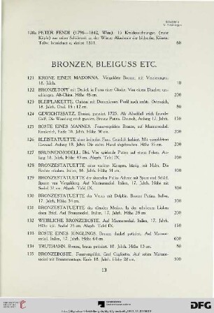 Bronzen, Bleiguss etc. (Nr. 121-153)