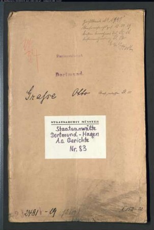 Landfriedensbruch (Plünderungen usw. in Hamm am 3.- 4.7.1919) Grasse, Otto