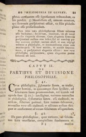21-26, CAPVT II. DE PARTIBVS ET DIVISIONE PHILOSOPHIAE.