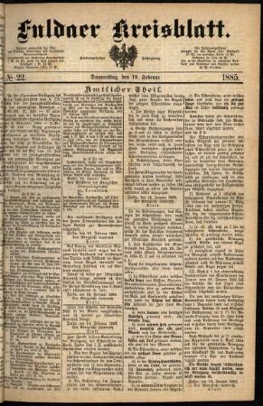 Ausgabe vom Donnerstag, den 19. Februar 1885.