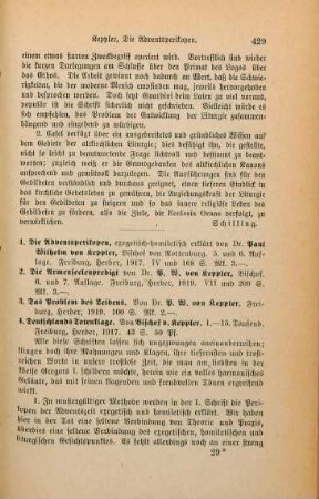 429-432 [Rezension] Keppler, Paul Wilhelm von, Die Adventsperikopen