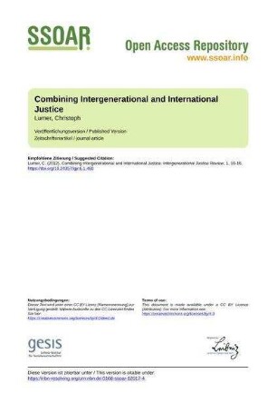 Combining Intergenerational and International Justice