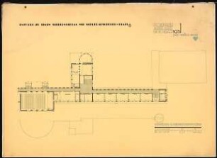 Siedlungsplan mit Schulhausgruppe Schinkelwettbewerb 1931: Schulkomplex: (Teil-)Grundriss 1. OG 1:200