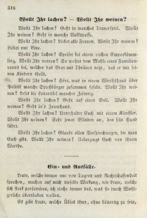 Wollt Ihr lachen? - Wollt Ihr weinen?