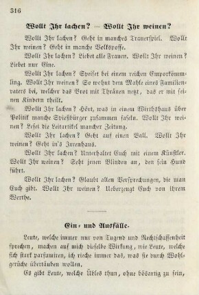 Wollt Ihr lachen? - Wollt Ihr weinen?