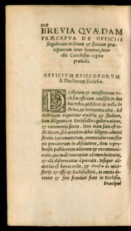 Brevia Quaedam Praecepta De Officiis singulorum ordinum et statuum praecipuorum inter homines, inter alia Catechismi capita praelecta.