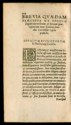 Brevia Quaedam Praecepta De Officiis singulorum ordinum et statuum praecipuorum inter homines, inter alia Catechismi capita praelecta.