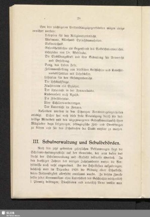 III. Schulverwaltung und Schulbehörden