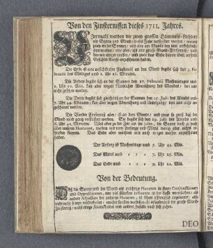 Von den Finsternissen dieses 1711. Jahres.