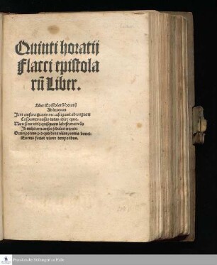 Quinti horatij || Flacci epistola||ru[m] Liber. || ... ||