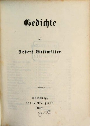 Gedichte : von Robert Waldmüller