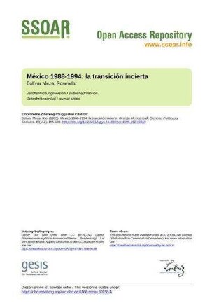 México 1988-1994: la transición incierta