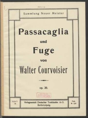Passacaglia und Fuge op. 20