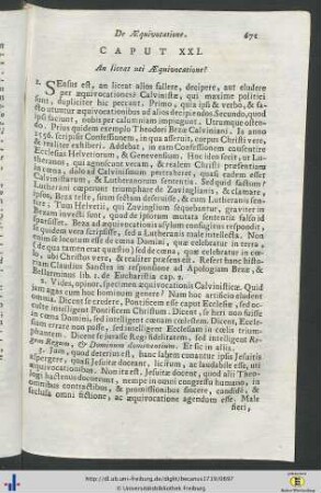 Caput XXI. An liceat uti Aequivocatione? - Caput XXII. An qui juravit…