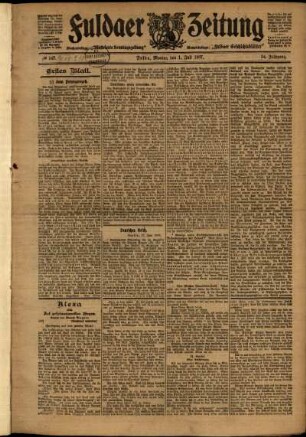 Erste Ausgabe vom Montag, den 01. Juli 1907.