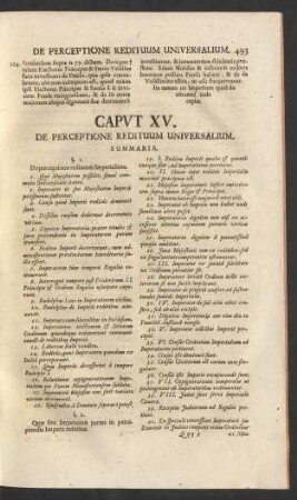 Caput XV. De Perceptione Redituum Universalium.