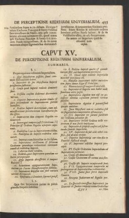 Caput XV. De Perceptione Redituum Universalium.