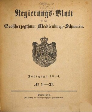 Regierungsblatt für Mecklenburg-Schwerin. 1884