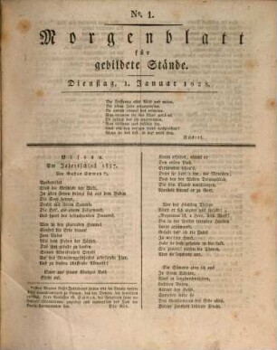Morgenblatt für gebildete Stände. 22,1, 22,1. 1828