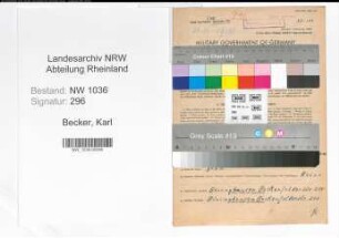 Entnazifizierung Karl Becker , geb. 12.02.1898 (Hauer)