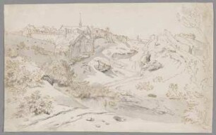 Hohlweg entlang einer Stadtmauer