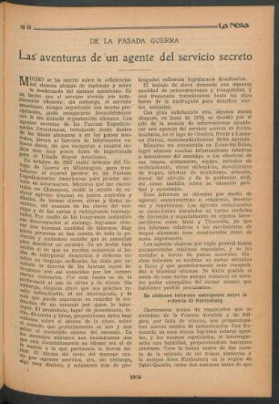 Las aventuras de un agente del servicio secreto : De la pasada guerra