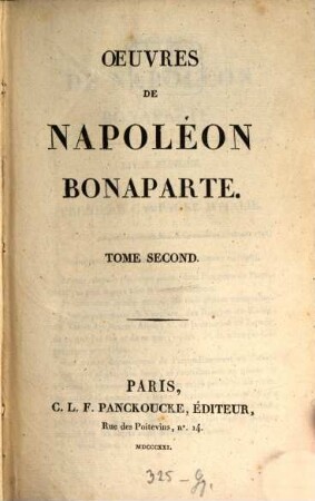 Oeuvres de Napoléon Bonaparte. 2