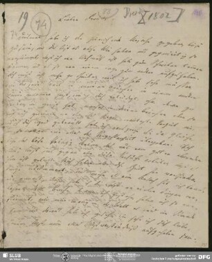 Eigenh. Brief von Ludwig Tieck an August Wilhelm von Schlegel, Dresden, 1802