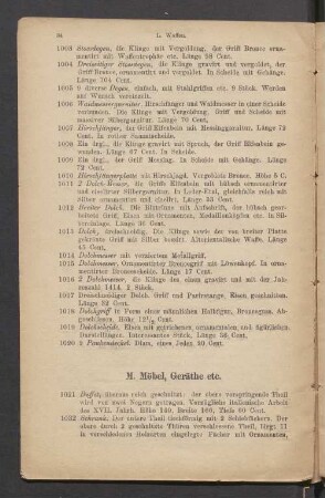 M. Möbel, Geräthe etc
