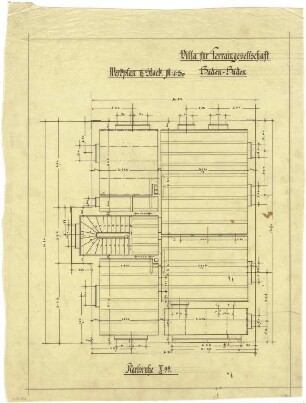 Billing, Hermann; Baden-Baden, Beuttenmüllerstr.11; Haus der badischen Terraingesellschaft - Werkplan (Grundriss 2. OG)