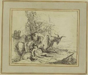 Nymphe mit einem kleinen Satyr, aus der Folge "Vari Capricci"