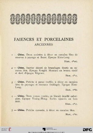 Faiences et porcelaines - Anciennes