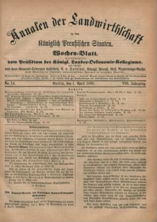 No. 14. Berlin, den 1. April 1868. VIII. Jahrgang.