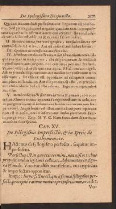 Cap. XV. De Syllogismis Imperfectis, et in specie de Enthymemate.