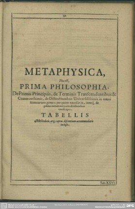 Metaphysica, Hoc est, Prima Philosophia