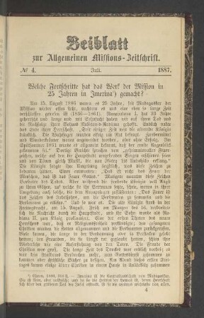 Beiblatt N° 4. Juli. 1887