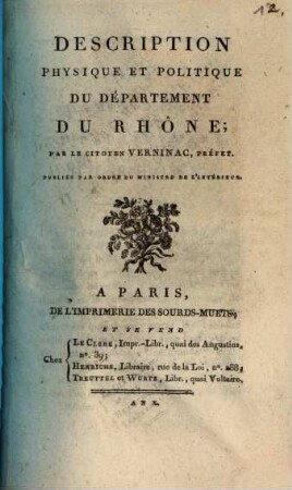 Description physique et politique du Département du Rhône