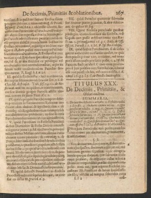 Titulus XXX. De Decimis, Primitiis, & Oblationibus