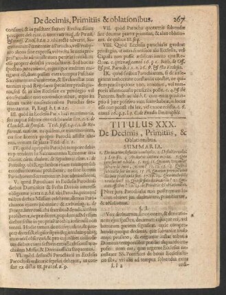 Titulus XXX. De Decimis, Primitiis, & Oblationibus