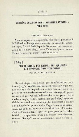 Deuxième Concours des "Nouvelles Annales" Pour 1898.