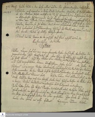 Tagebuchfragment von [Johann Daniel Mentel].