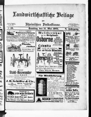 Landwirtschaftliche Beilage zur Rheinische Volksstimme. 1901-1904