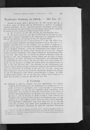 Wendischer Städtetag zu Lübeck. - 1512 Nov. 27.
