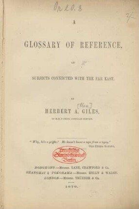 A glossary of reference on subjects connected with the Far East