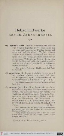 Holzschnittwerke des 16. Jahrhunderts (Nr. 185 - 227)