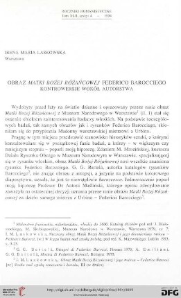 42: Obraz Matki Bożej Różańcowej Federico Barocciego : kontrowersje wokół autorstwa