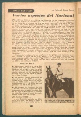 Cosas del turf: Varios aspectos del Nacional